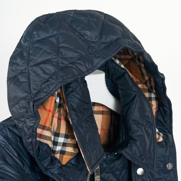 Burberry Baughton Navy Belted Hooded Quilted Coat - Picture 12 of 16